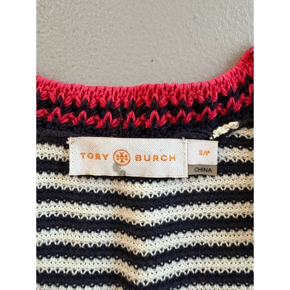 Tory Burch Sweater Women's Size S/P Striped V-neck Pullover 3/4 Sleeve Cotton - Picture 3 of 13